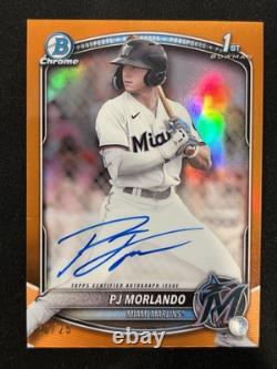 PJ Morlando 2025 Bowman Chrome Autographe Réflecteur Orange /25 1er Bowman