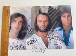 Photo 8 x 12 signée à la main par Barry, Robin et Maurice Gibb avec certificat d'authenticité