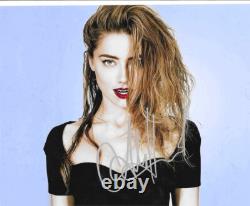 Photo signée à la main par Amber Heard (autographe) - Objet de collection rare ! Avec certificat d'authenticité.