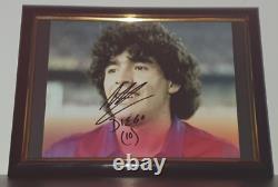 Photographie signée à la main de Diego Maradona avec Coa encadrée 8x10 Autographe