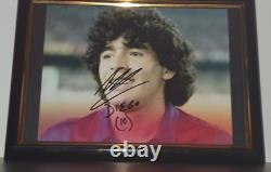Photographie signée à la main de Diego Maradona avec Coa encadrée 8x10 Autographe
