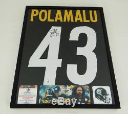 Pittsburgh Steelers Troy Polamalu Autographié Signée À La Main Jersey Noir Avec Coa