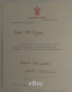 Princesse Diana Signée À La Main Lettre Autographe Libre Buckingham Palace Signature