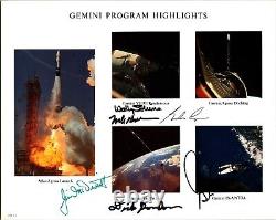 Programme Gemini 8x10 signé à la main par 6 astronautes de la NASA avec certificat d'authenticité, voir description.