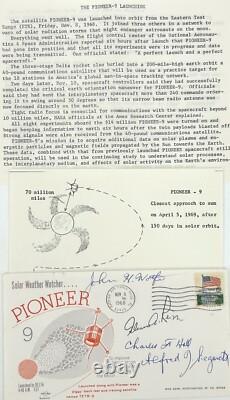 RARE ! 1969 LE PROJET PIONNIER 9 Autographes signés à la main par des scientifiques de la NASA