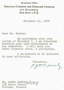 RARE! AT&T Eugene McNeely Lettre signée à la main datée de 1962