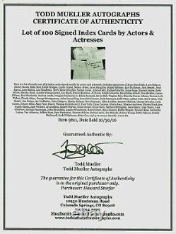RARE ! Actrice du B-Movie Nell O'Day signe à la main une carte de 3x5 pouces avec certificat d'authenticité Todd Mueller COA