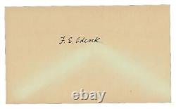 RARE ! Carte signée à la main de Sir Frank Adcock, Chevalier Bachelor, 3X5 JG Autographs COA