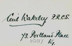 RARE! Chirurgien britannique Cecil Wakeley carte 3X5 signée à la main JG Autographs COA