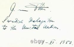 RARE! Diplomate suédois Göran von Otter signé à la main carte 3X5 JG Autographs COA