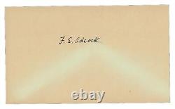 RARE! Historien britannique Frank Adcock, carte 3X5 signée à la main, certificat d'authenticité de JG Autographs