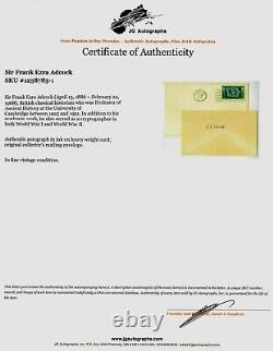 RARE! Historien britannique Frank Adcock signe à la main une carte 3x5 JG Autographs COA