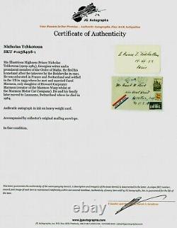 RARE! La carte signée à la main par Nicholas Tchkotoua de l'Ordre de Malte avec le certificat d'authenticité de JG autographs