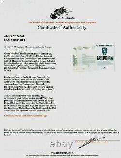 RARE ! Projet Manhattan Abner Sibal Lettre Signée TLS JG Autographes COA