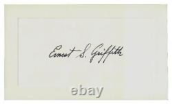 RARE! Stratège de la Seconde Guerre mondiale Ernest Griffith signe à la main une carte 3X5