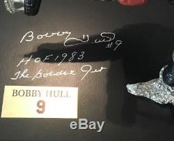 Rare Bobby Hull Signé À La Main Statue Dédicacée Golden Jet Stadium Protocole Photo
