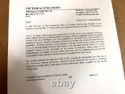 Rare document signé à la main d'Als de Shamov - Chirurgien Général à Nikita Khrouchtchev 1944