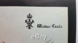 Reine Victoria Autograph Signée À La Main Lettre Windsor Castle Signature Libre