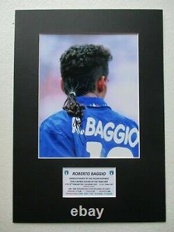 Roberto Baggio Légende Italienne Signé À La Main A3 Photo Mount Display Coa