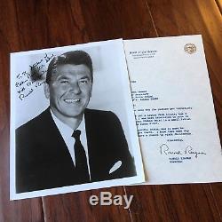 Ronald Reagan Photo Dédicacée À La Main, Signée Du Président, Lettre