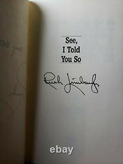 Rush Limbaugh, See I Told You So Hand Signed Autographed. 1er/1er. Nouveau