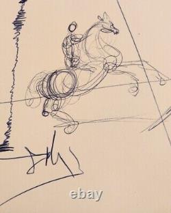 Salvador Dali Hand Drawn Art Psa Dna Autographe Signé Auto Sketch Rare Peintre