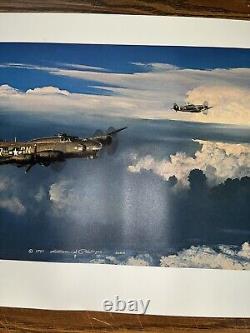 Seul Plus Jamais William S Phillips Impression Signée à la Main 617/850 B-17 WWII 14 x 36