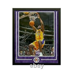 Shaquille O'Neal signé à la main et encadré Los Angeles Lakers 16x20 photo de basketball