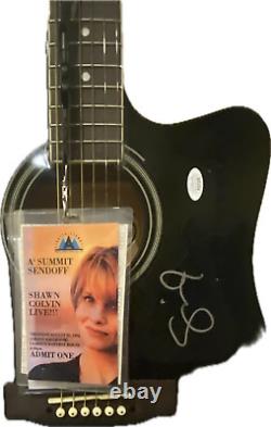 Shawn Colvin Main Jsa Cert Autographe Signé À La Main Acous/elec Noir Brillant