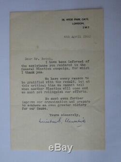 Sir Winston Churchill Signée À La Main Lettre Londres 4ème Avril 1950