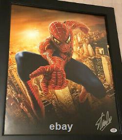 Stan Lee Signé À La Main Autographié Spider-man 16x20 Photo Encadrée Avec Psa Coa
