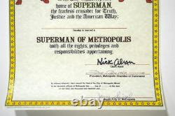 Superman Metropolis Award Hand Signé Par Joe Shuster Jerry Siegel & Kirk Alyn
