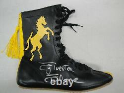 Sylvester Stallone Main Signée Boot Autographed Black/yellow Boxing Shoe Oa Coa