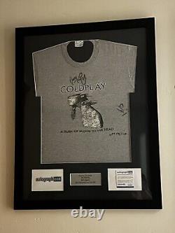 T-shirt rare de Coldplay signée à la main par tout le groupe + Autographe COA (approuvé par l'AFTAL!)