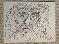 TOMMY CHONG DESSIN ORIGINAL SIGNÉ À LA MAIN 11x14 SUR TOILE AUTO-PORTRAIT JSA