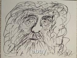 TOMMY CHONG DESSIN ORIGINAL SIGNÉ À LA MAIN 11x14 SUR TOILE AUTO-PORTRAIT JSA