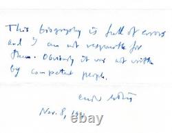 TRÈS RARE Poète CZESLAW MILOSZ Note Manuscrite Signée 8,5X11 Autographe avec COA