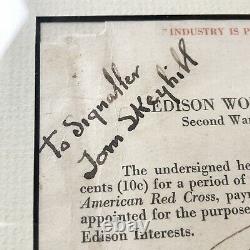 Thomas Edison Jsa Loa Signée À La Main Autograph Croix-rouge Carte Fonds Première Guerre Mondiale