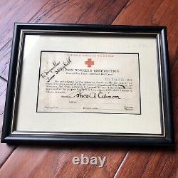 Thomas Edison Jsa Loa Signée À La Main Autograph Croix-rouge Carte Fonds Première Guerre Mondiale
