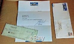 Walter Payton Chèque Personnel Autographié Et Lettre Signé À La Main Pay Price