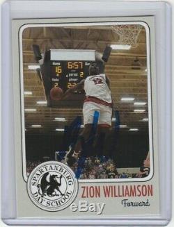 Zion Williamson Autograph Carte Rc Avec Pélicans / Duc Signés À La Main Par La Coa